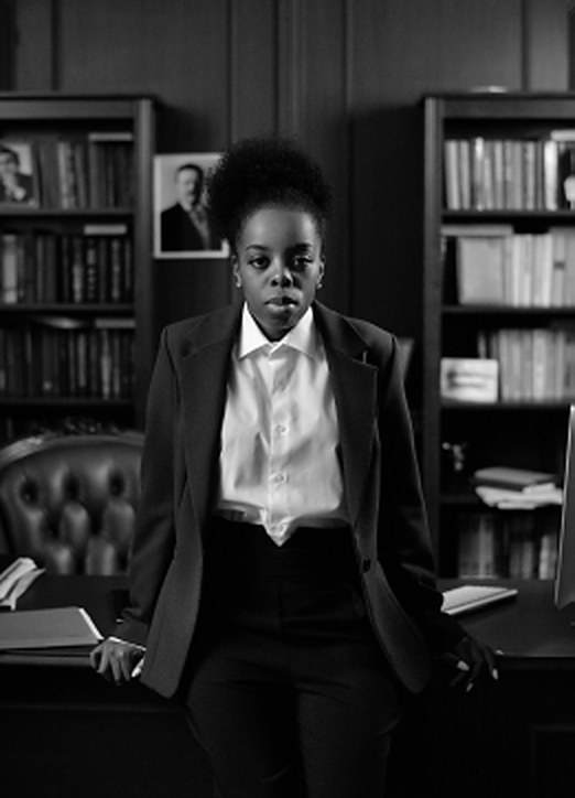 An attorney standing in the firm's chambers library